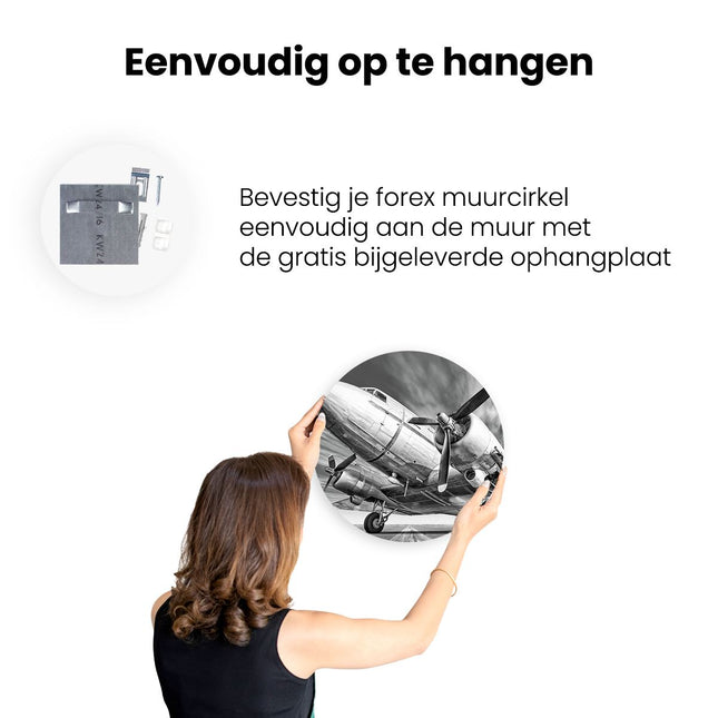 Wandcirkel ophangen Oud Vliegtuig Op De Landingsbaan