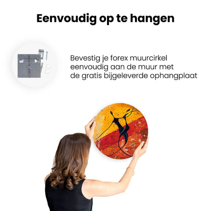 Wandcirkel ophangen Abstracte Kunst - Dansend Afrikaans Paar
