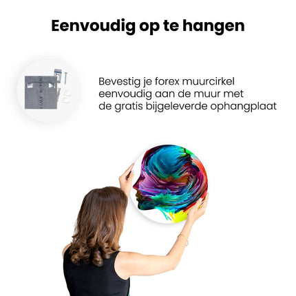 Wandcirkel ophangen Abstracte Kunst van een Gezicht - Hoofd