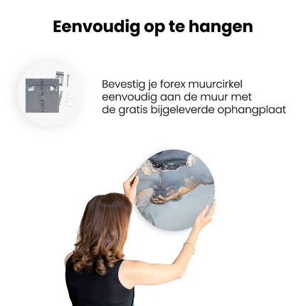 Wandcirkel ophangen Abstracte Kunst Grijs Marmer