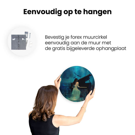 Wandcirkel ophangen Vrouw die Piano speelt onder Water