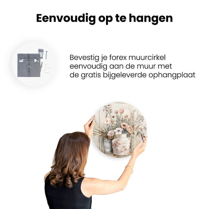 Wandcirkel ophangen Kunstwerk van Bloemen in een Vaas