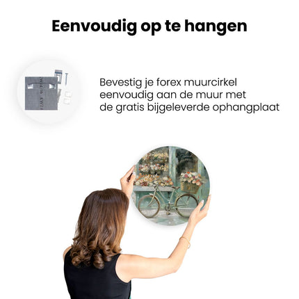 Wandcirkel ophangen Kunstwerk van een Fiets voor een Bloemenwinkel