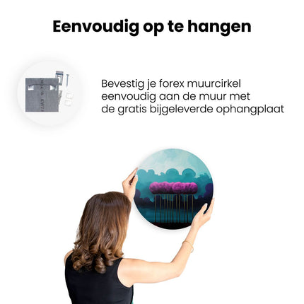 Wandcirkel ophangen Paarse Bomen in de Lucht
