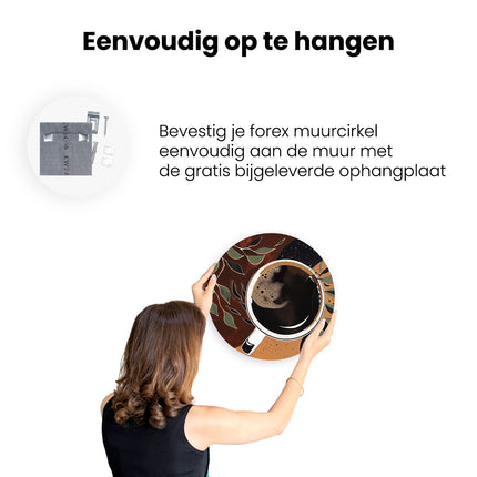 Wandcirkel ophangen Kopje Koffie met Bladeren