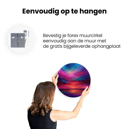 Wandcirkel ophangen Abstract Kunstwerk van een Zonsondergang