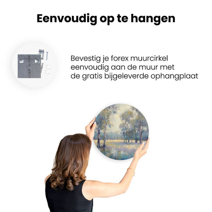 Wandcirkel ophangen Kunstwerk van Bomen in een Veld