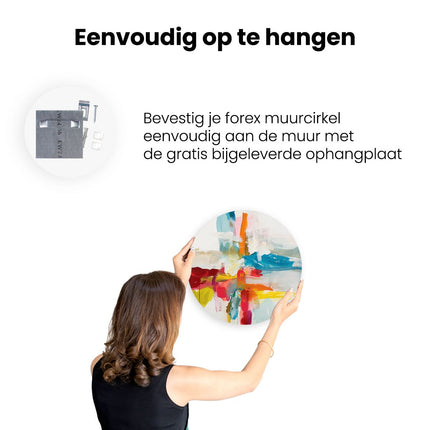 Wandcirkel ophangen Abstract Kunstwerk met Heldere Kleuren