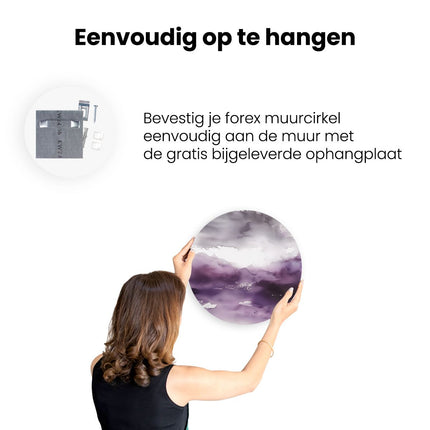 Wandcirkel ophangen Aquarelkunstwerk van een Paarse Lucht