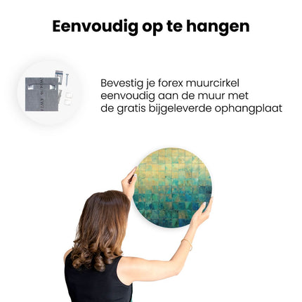 Wandcirkel ophangen Blauw en Goud Betegeld Kunstwerk