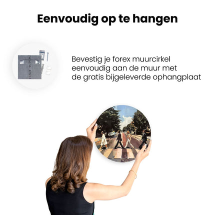 Wandcirkel ophangen Kunstwerk van de Beatles die een Straat Oversteken