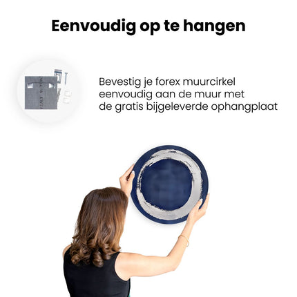 Wandcirkel ophangen Witte Cirkel op een Blauwe Achtergrond