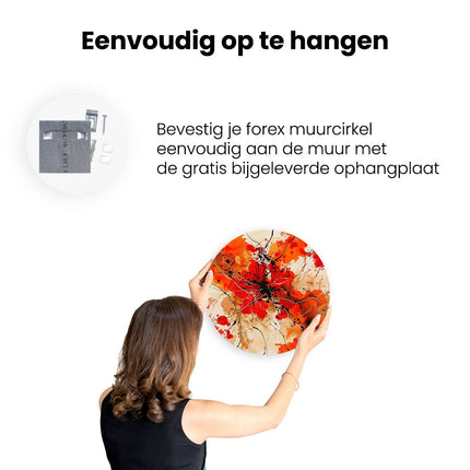 Wandcirkel ophangen Abstract Kunstwerk met Rode en Zwarte Verfspatten