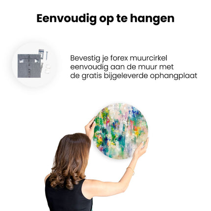 Wandcirkel ophangen Abstract Kunstwerk met Heldere Kleuren