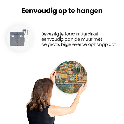 Wandcirkel ophangen Kunstwerk van een Stad aan het Water