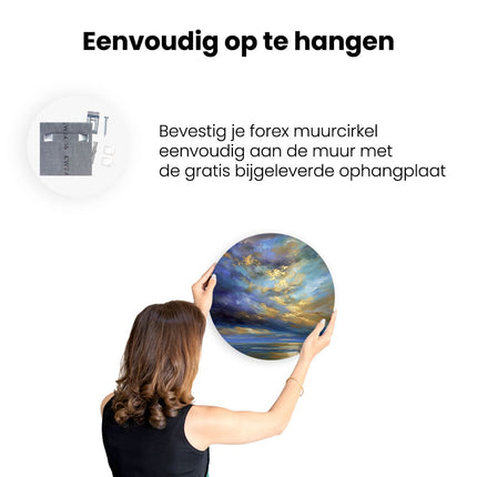 Wandcirkel ophangen Kunstwerk van een Bewolkte Hemel boven de Oceaan