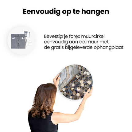 Wandcirkel ophangen Blauw en Wit Abstract Kunstwerk
