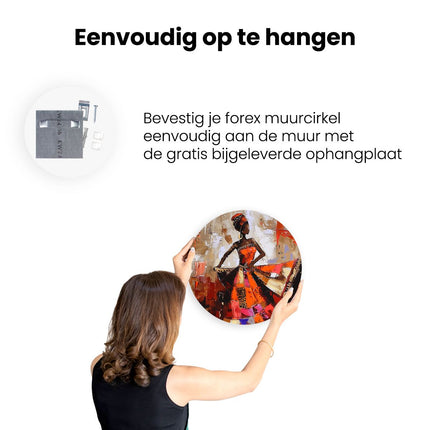 Wandcirkel ophangen Afrikaanse Vrouw in een Oranje Jurk