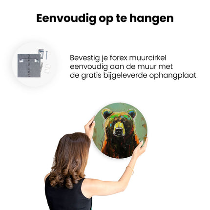 Wandcirkel ophangen Kunstwerk van een Beer