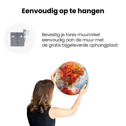 Wandcirkel ophangen Vrouw met Bloemen in haar Haar