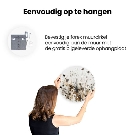 Wandcirkel ophangen Kunstwerk van Bloemen in een Veld