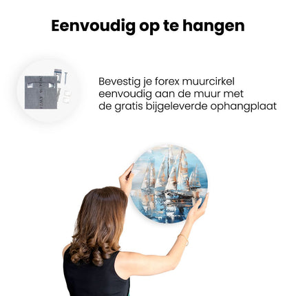 Wandcirkel ophangen Kunstwerk van Zeilboten op het Water