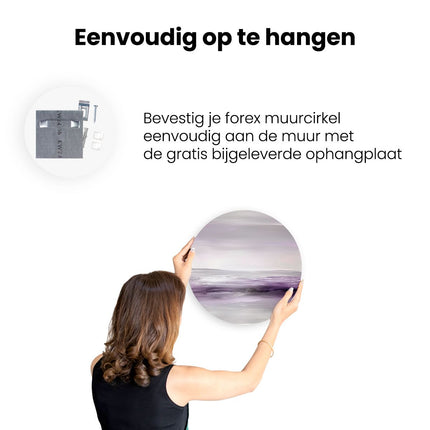 Wandcirkel ophangen Abstract Kunstwerk in Paars en Grijs