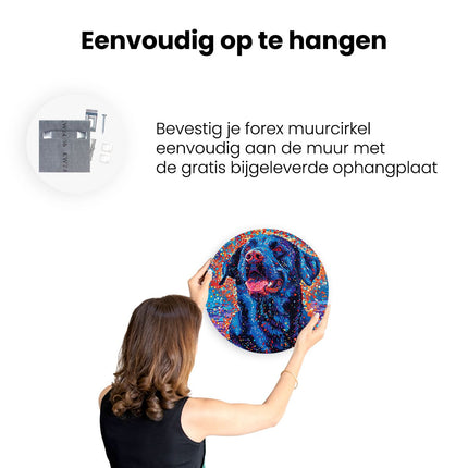 Wandcirkel ophangen Zwart Labrador Retriever-Kunstwerk