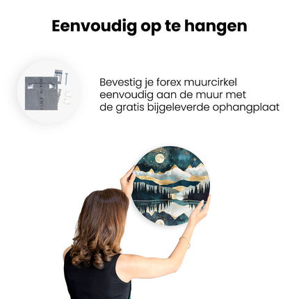 Wandcirkel ophangen De Maan Wordt Weerspiegeld in een Meer