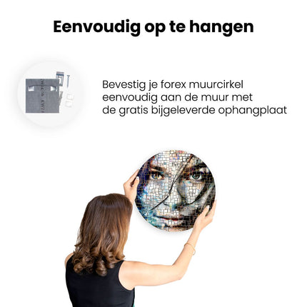 Wandcirkel ophangen Vrouwengezicht in een Mozaïek