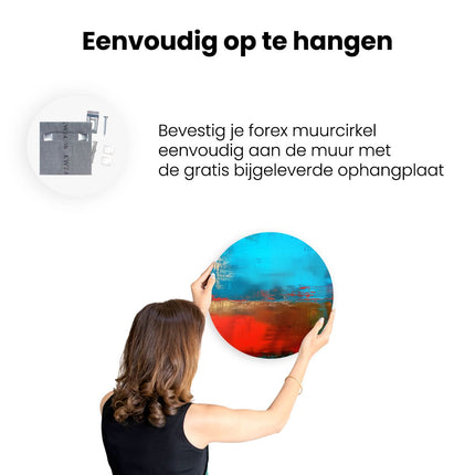 Wandcirkel ophangen Abstract Kunstwerk met Rode, Blauwe en Gele Kleuren
