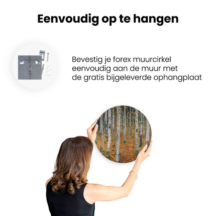 Wandcirkel ophangen Kunstwerk van een Berkenbos