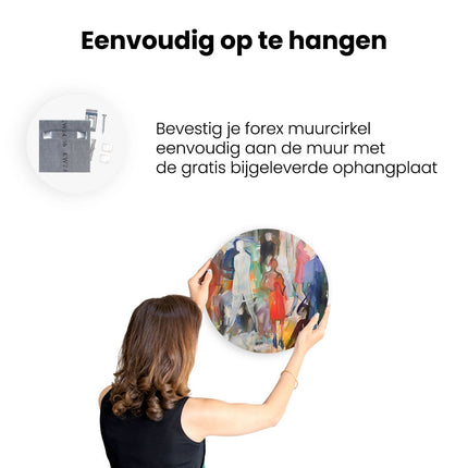 Wandcirkel ophangen Kunstwerk van Mensen in een Menigte