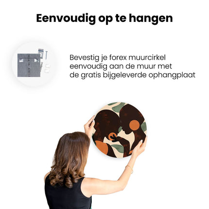 Wandcirkel ophangen Twee Silhouetten van Vrouwen die Elkaar Kussen
