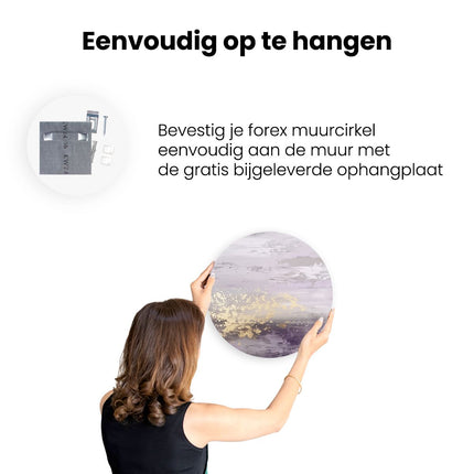 Wandcirkel ophangen Abstract Kunstwerk in Paars en Goud