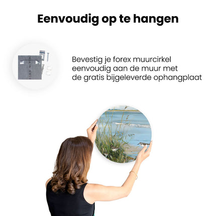 Wandcirkel ophangen Kunstwerk van Vogels op een Strand