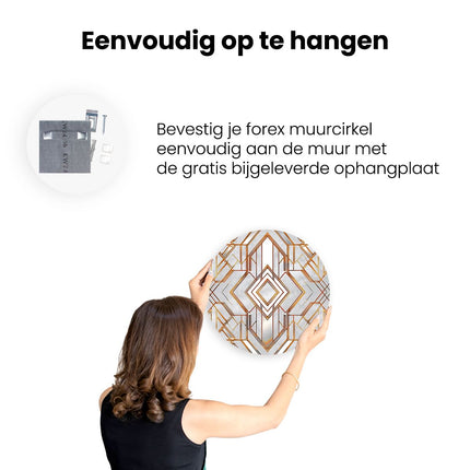 Wandcirkel ophangen Goud en Zilver Decopatroon op een Witte Achtergrond