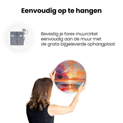 Wandcirkel ophangen Abstract Kunstwerk van een Zonsondergang