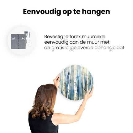 Wandcirkel ophangen Aquarelkunstwerk van Berkenbomen