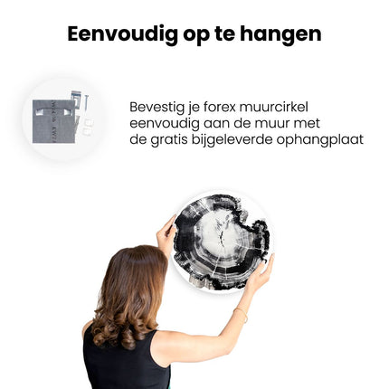 Wandcirkel ophangen Zwart Wit Deel van een Boom