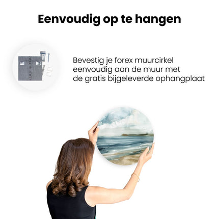 Wandcirkel ophangen Kunstwerk van een Strand met Wolken