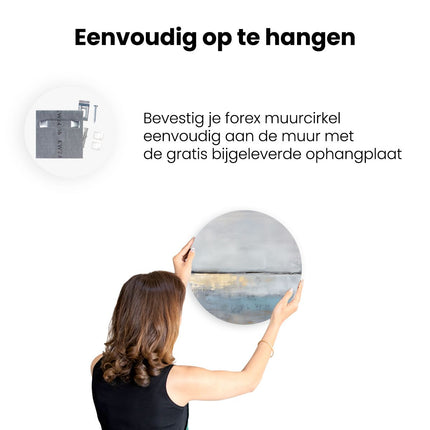 Wandcirkel ophangen Abstract Kunstwerk met een Blauwe en Gouden Achtergrond
