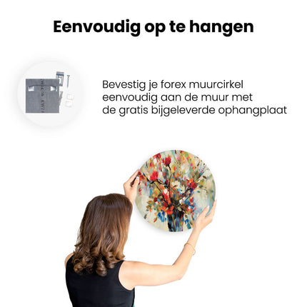 Wandcirkel ophangen Kunstwerk van Bloemen in een Vaas