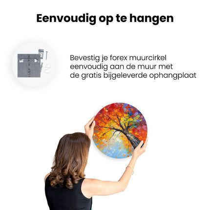 Wandcirkel ophangen Abstract Kunstwerk van een Boom met Kleurrijke Bladeren