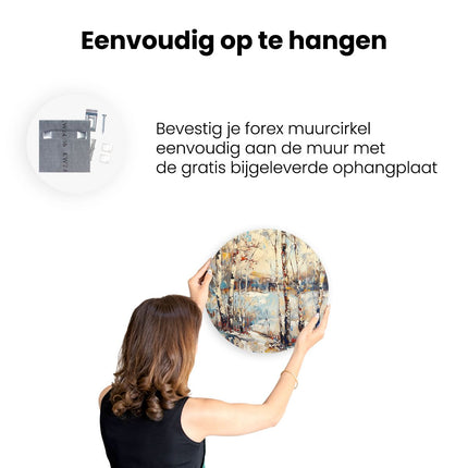Wandcirkel ophangen Kunstwerk van Berkenbomen in de Winter