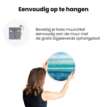 Wandcirkel ophangen Abstract Kunstwerk met Blauwe en Witte Strepen