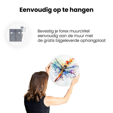 Wandcirkel ophangen Libel met Kleurrijke Spetters