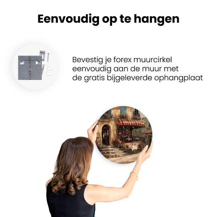 Wandcirkel ophangen Kunstwerk van een Café