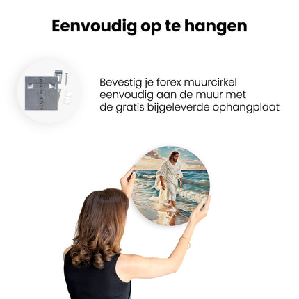 Wandcirkel ophangen Jezus loopt op het Strand