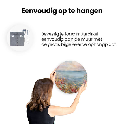 Wandcirkel ophangen Kunstwerk van Bloemen aan Zee